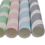 Słomka papierowa 12200 mm pastel paski mix Bubble Tea opak. 200 szt.